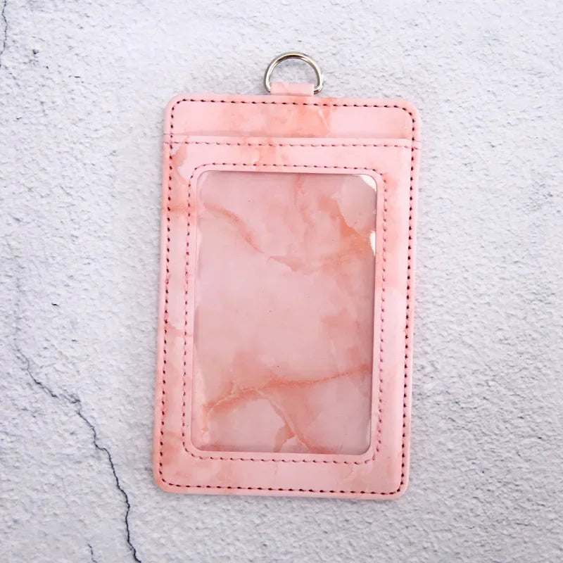 1 Pcs PU Leather Card Cover Work ID Name Badge Holder