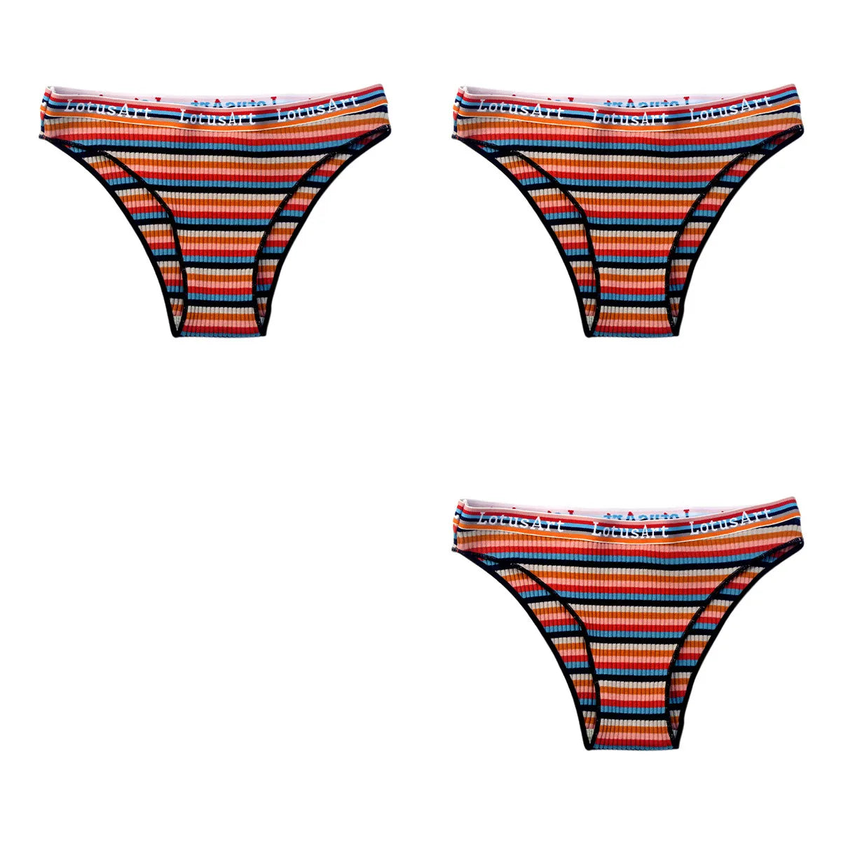 CowLost | product_id-3pcs-women-s-low-waist-striped-cotton-briefs-m-xxl-breathable-panties |27
