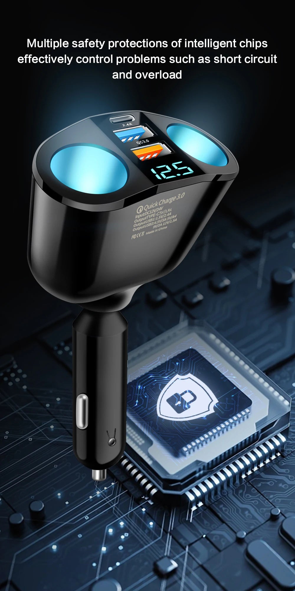 CowLost | product_id-baideluo-dual-port-car-charger-with-digital-display-and-qc3-0-usb-ports |12