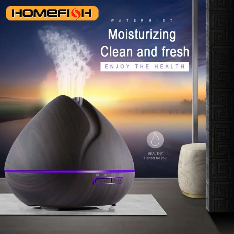 CowLost | product_id-homefish-550ml-ultrasonic-air-humidifier-essential-oil-diffuser-with-wood-grain-remote-7-color-led-lights |1