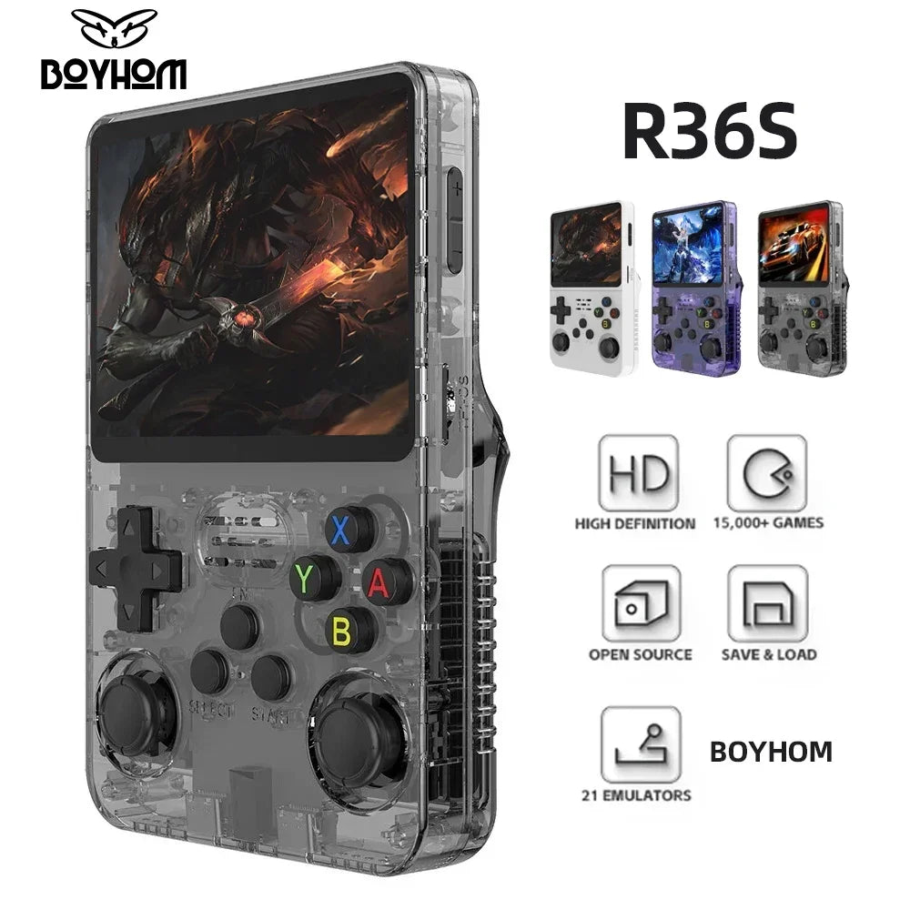 CowLost | game-timers-boyhom-r36s-retro-handheld-game-console-3-5-ips-screen-64gb-15000-games-linux-system |6