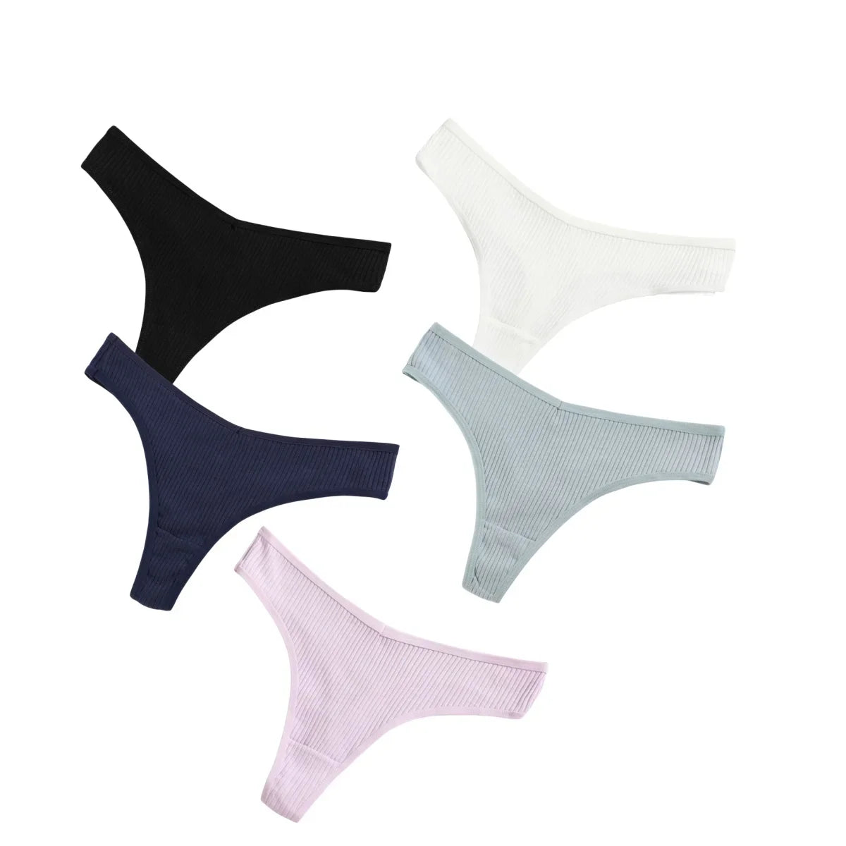 CowLost | product_id-5pcs-womens-cotton-low-rise-v-shape-g-string-thongs-solid-colors-m-xxl |19