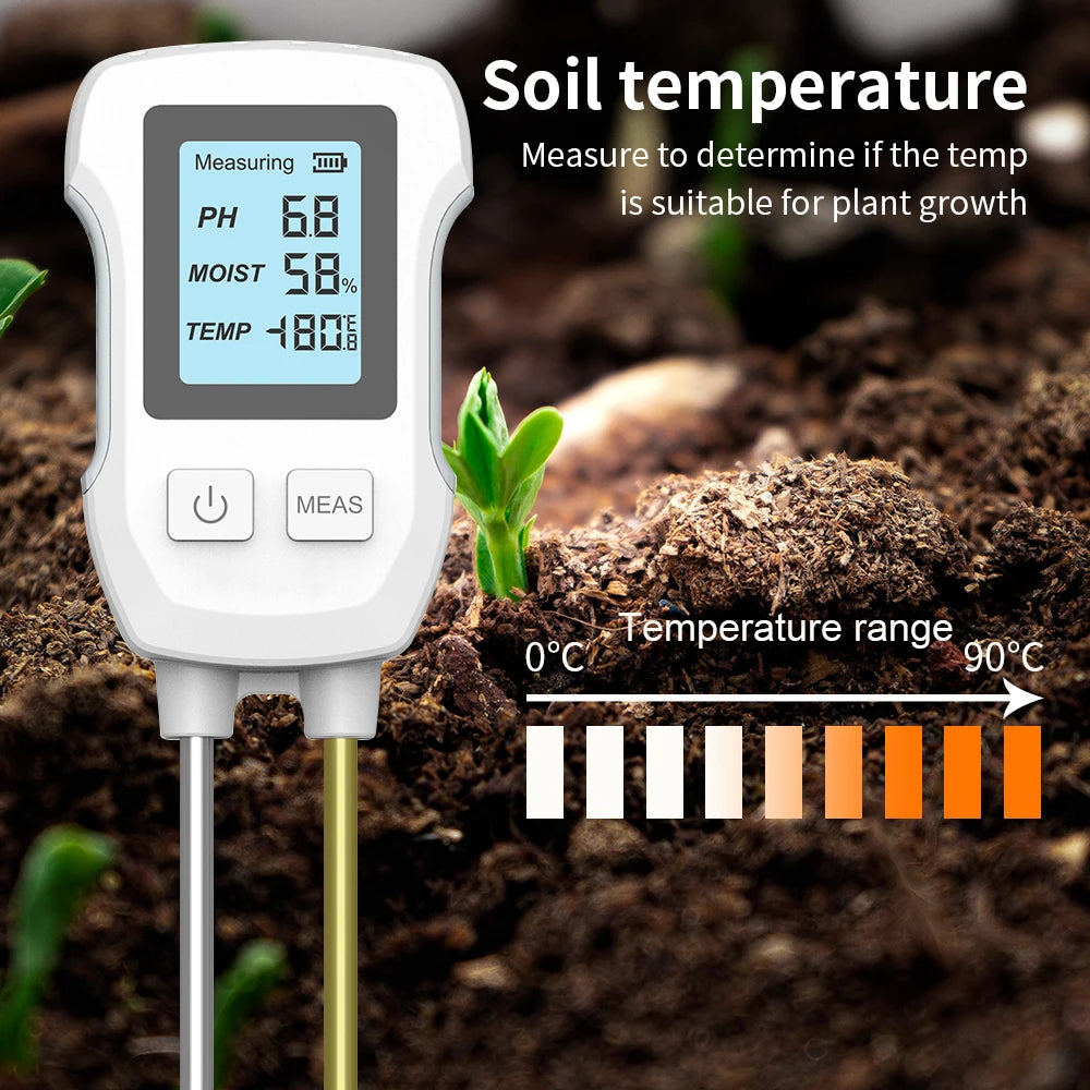3-in-1 Digital Soil Tester PH Moisture Temperature Meter with LCD for Garden Plants