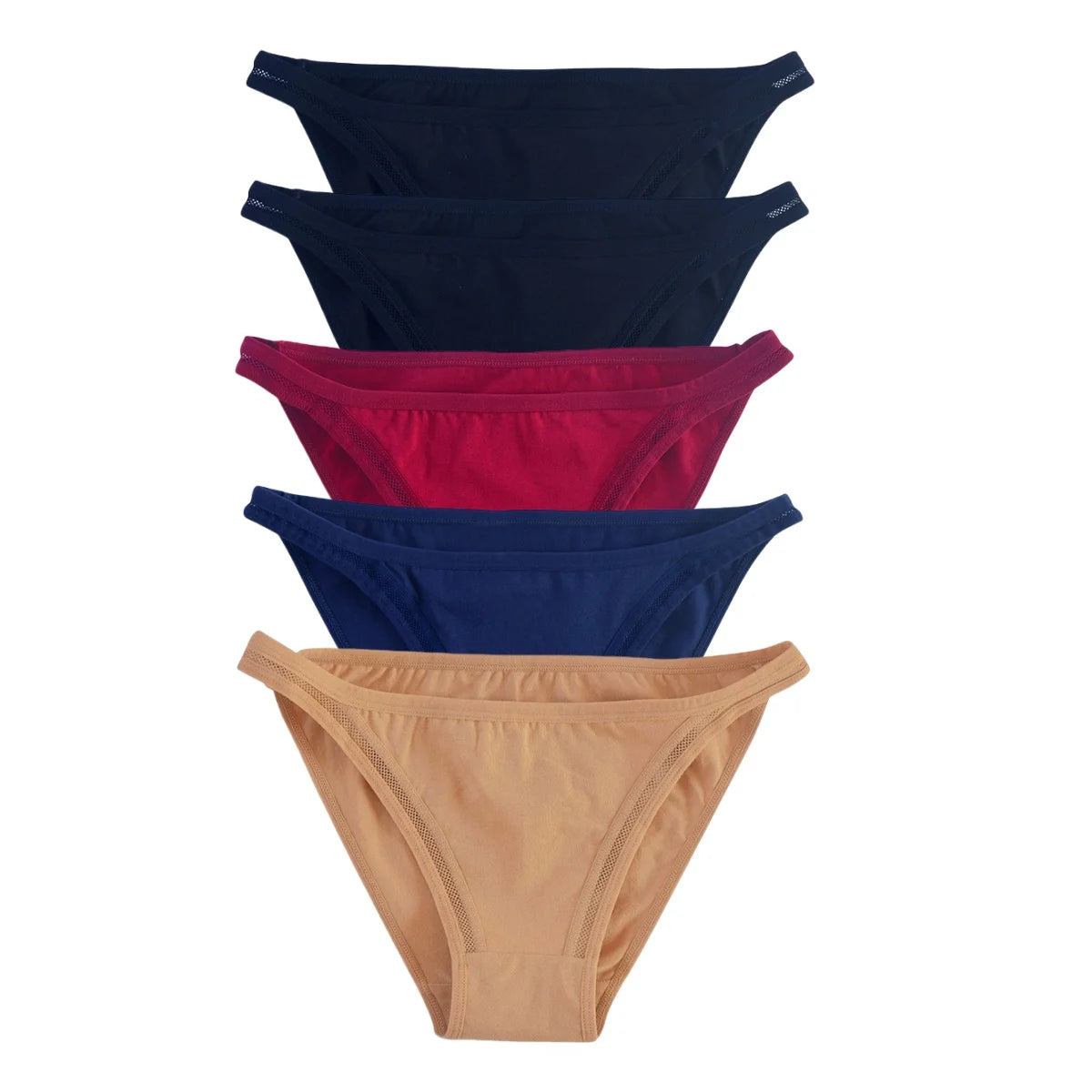 CowLost | product_id-5pcs-women-s-cotton-low-rise-breathable-solid-color-briefs-m-xl |25
