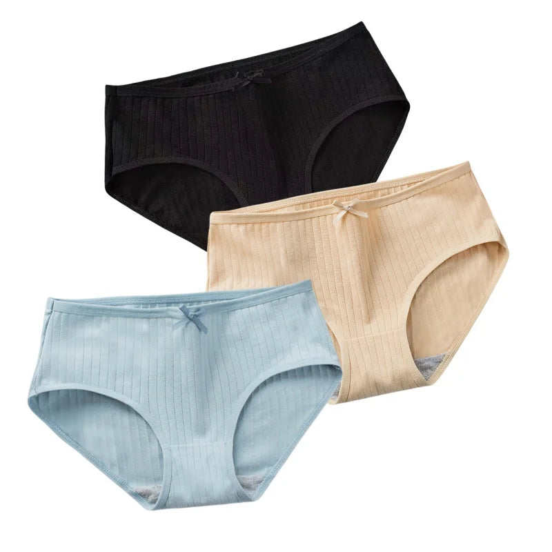 CowLost | product_id-3pcs-women-low-waist-solid-briefs-breathable-cotton-panties |23