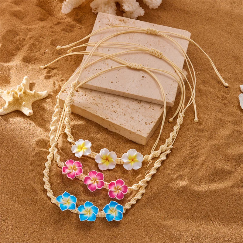 CowLost | bohemian-big-flower-necklace-for-women-red-yellow-green-flowers-braided-necklace-girls-beach-party-wedding-charm-jewelry |3