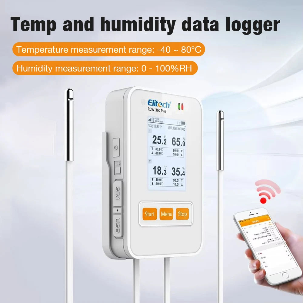 GPS RCW-360 Plus Temperature & Humidity Data Logger 100000 Sets 4G WiFi for Warehouse Monitoring