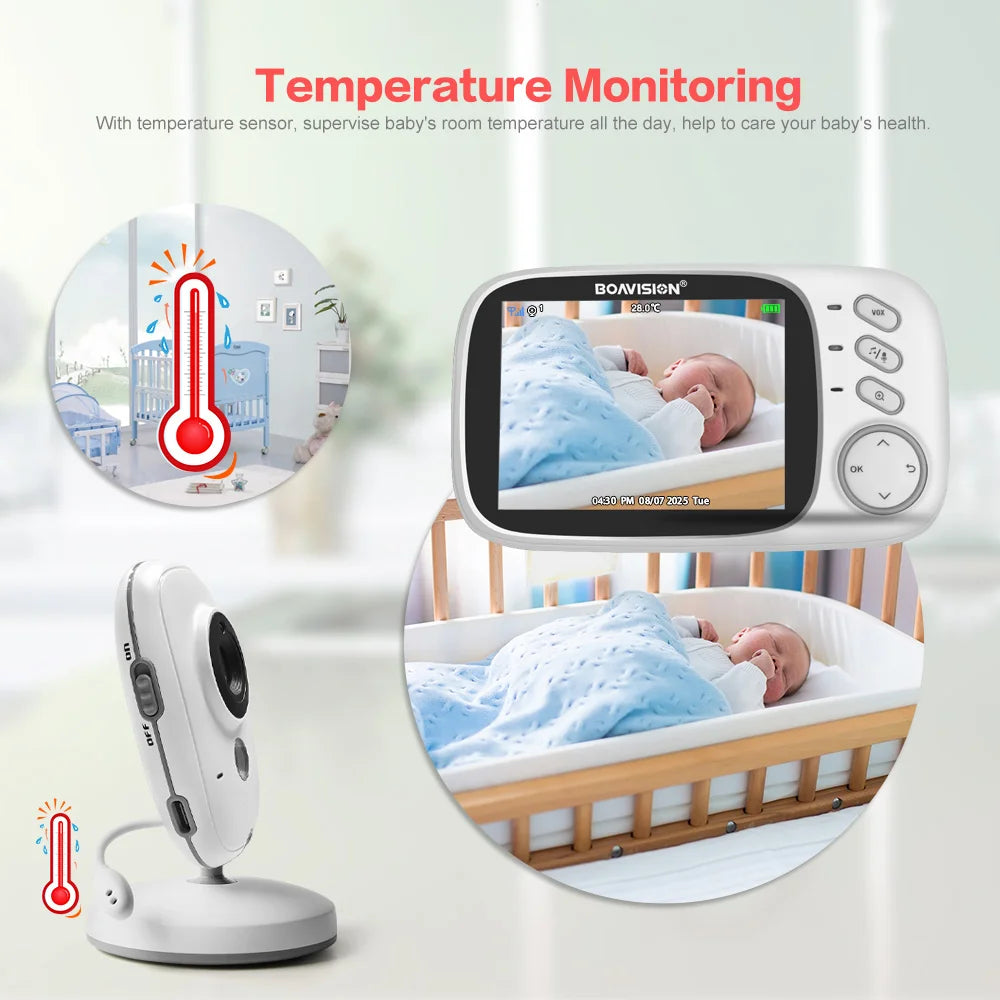 CowLost | vb603-video-baby-monitor-2-4g-wireless-with-3-2-inches-lcd-2-way-audio-talk-night-vision-surveillance-security-camera-babysitter |9