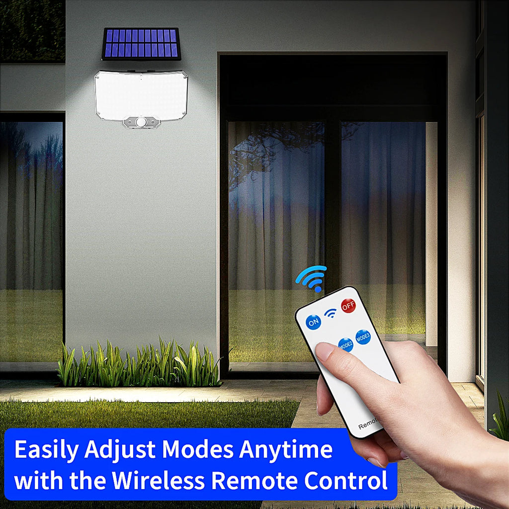 Mexllex 234 LED Solar Wall Light Outdoor with Motion Sensor, Remote, 3 Modes, 1500mAh Battery, IP65 Waterproof