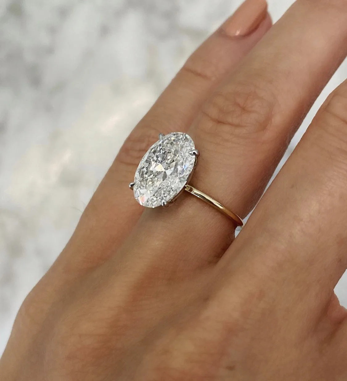 Gold Plated Oval Cubic Zirconia Women's Wedding Engagement Ring Sizes 5-10
