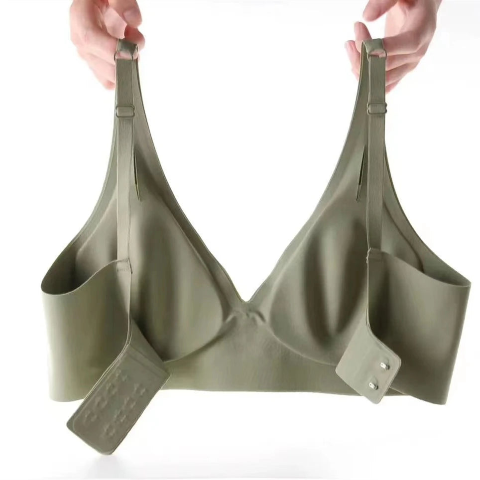 CowLost | seamless-ladies-underwear-v-neck-no-steel-ring-small-chest-gathered-adjustable-small-comfortable-thin-top-bra |11