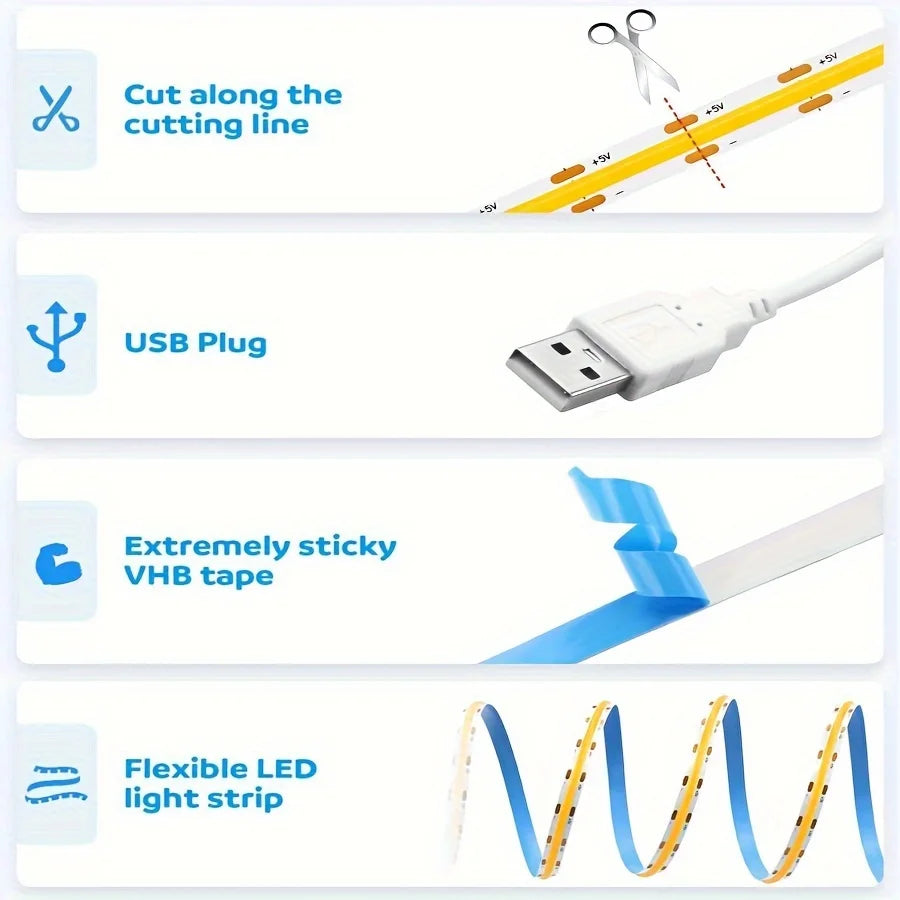 CowLost | light-ropes-strings-product_id-cob-led-strip-light-usb-5v-motion-sensor-ra90-dimmer-flexible-ribbon-tape-for-tv-mirror-backlight-decor |5