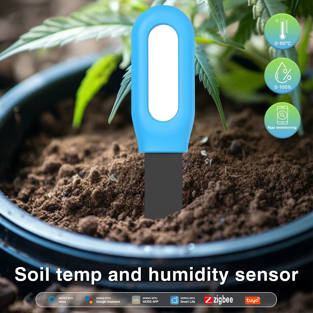 JUANJUAN Smart Zigbee 2-in-1 Soil Moisture & Temperature Humidity Tester Bluetooth for Garden Greenhouse