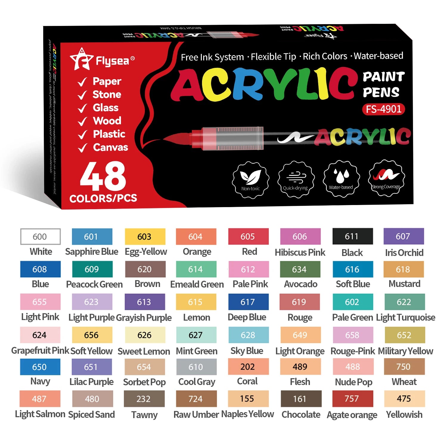 CowLost | markers-product_id-soft-brush-tip-acrylic-paint-pen-waterproof-high-saturation-automatic-ink-control-for-wood-metal-plastic-canvas-fabric |9