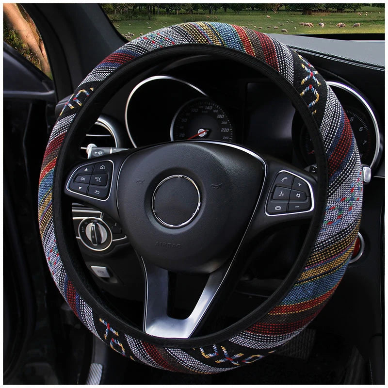 CowLost | rings-product_id-ethnic-style-linen-steering-wheel-cover-with-elastic-band-for-14-5-15-inch-wheels |10