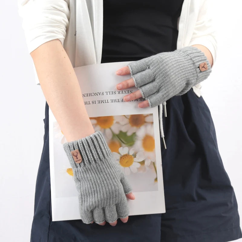 CowLost | activewear-pants-unisex-elastic-knitted-fingerless-winter-gloves |3