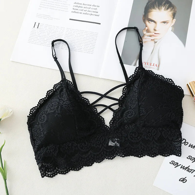 CowLost | product_id-floral-lace-v-neck-padded-non-wire-push-up-bralette-for-women |11