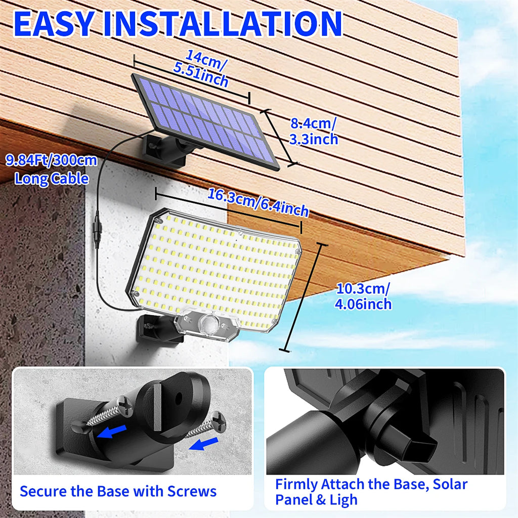 Mexllex 234 LED Solar Wall Light Outdoor with Motion Sensor, Remote, 3 Modes, 1500mAh Battery, IP65 Waterproof