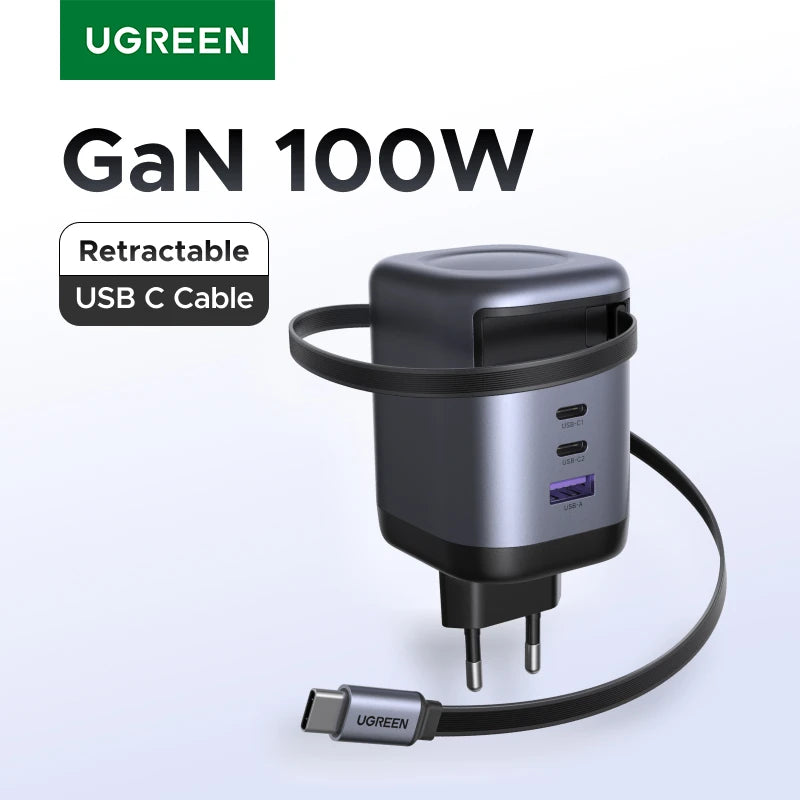 CowLost | ugreen-100w-gan-charger-with-retractable-usb-c-cable-ufcs-pps-pd-fast-charger |1