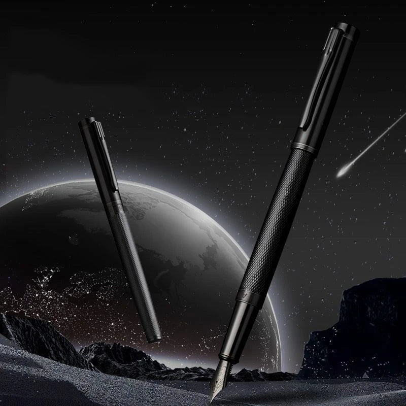 CowLost | product_id-hero-metal-fountain-pen-ef-f-nib-black-silver-tree-texture-writing-ink-pen-gift |4