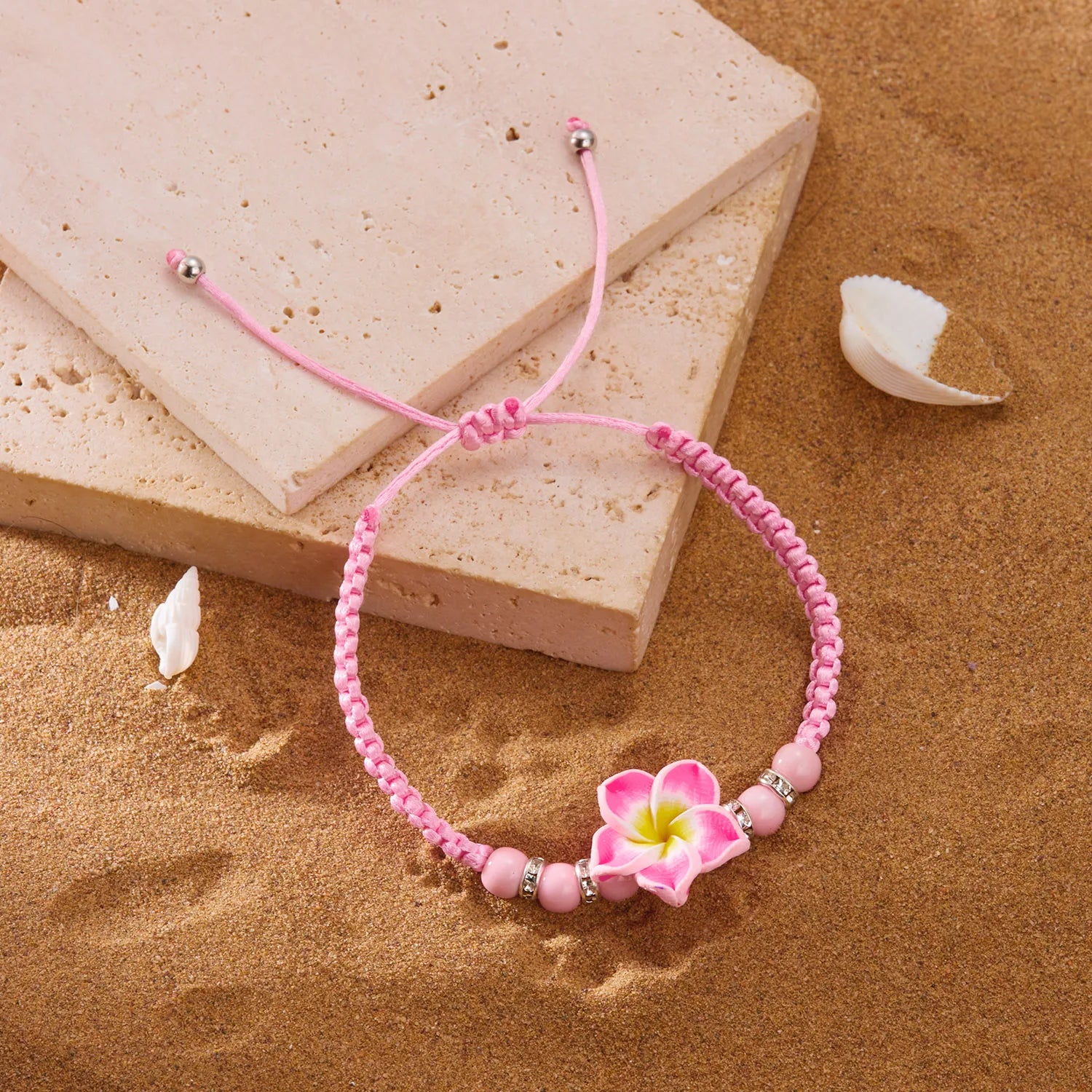 CowLost | bohemian-big-flower-charm-bracelets-for-women-pink-red-blue-green-flowers-soft-clay-pottery-beaded-bangles-girls-party-jewelry |7