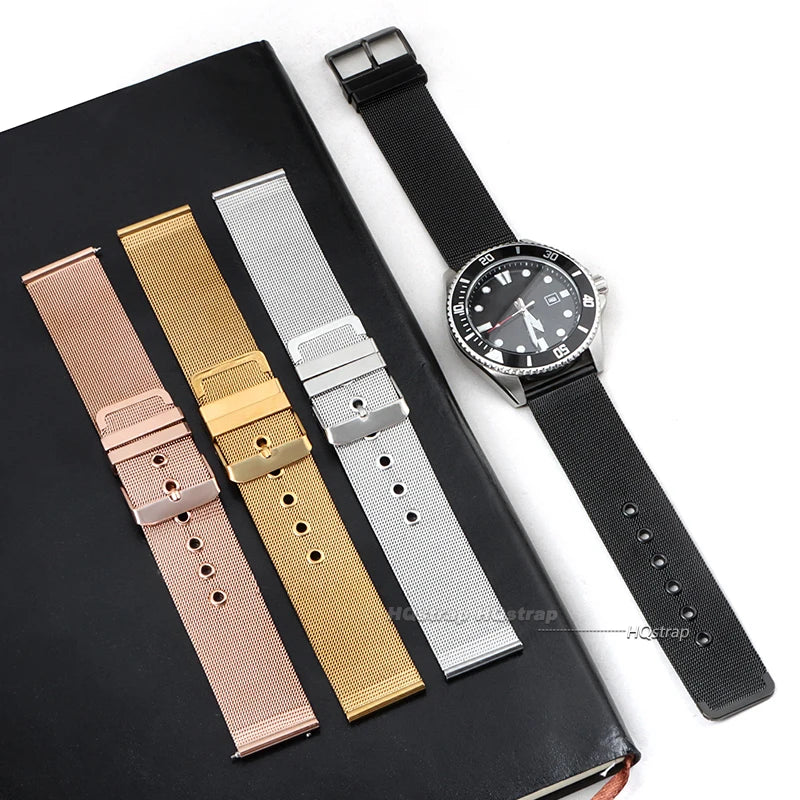 CowLost | product_id-universal-stainless-steel-milanese-watchband-18-24mm-silver-black-replacement-strap-for-smartwatches |3