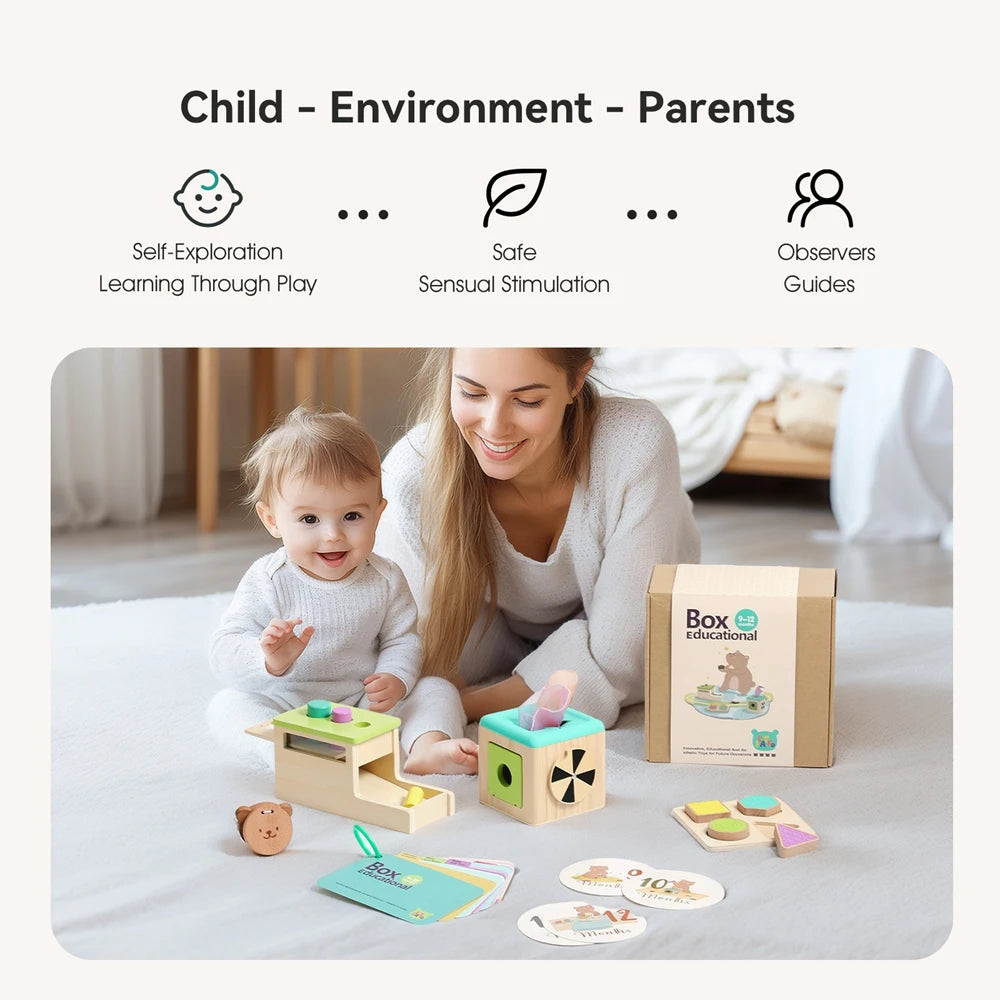 CowLost | cat-treats-8pc-wooden-montessori-toy-set-for-babies-0-12-months-early-education |2