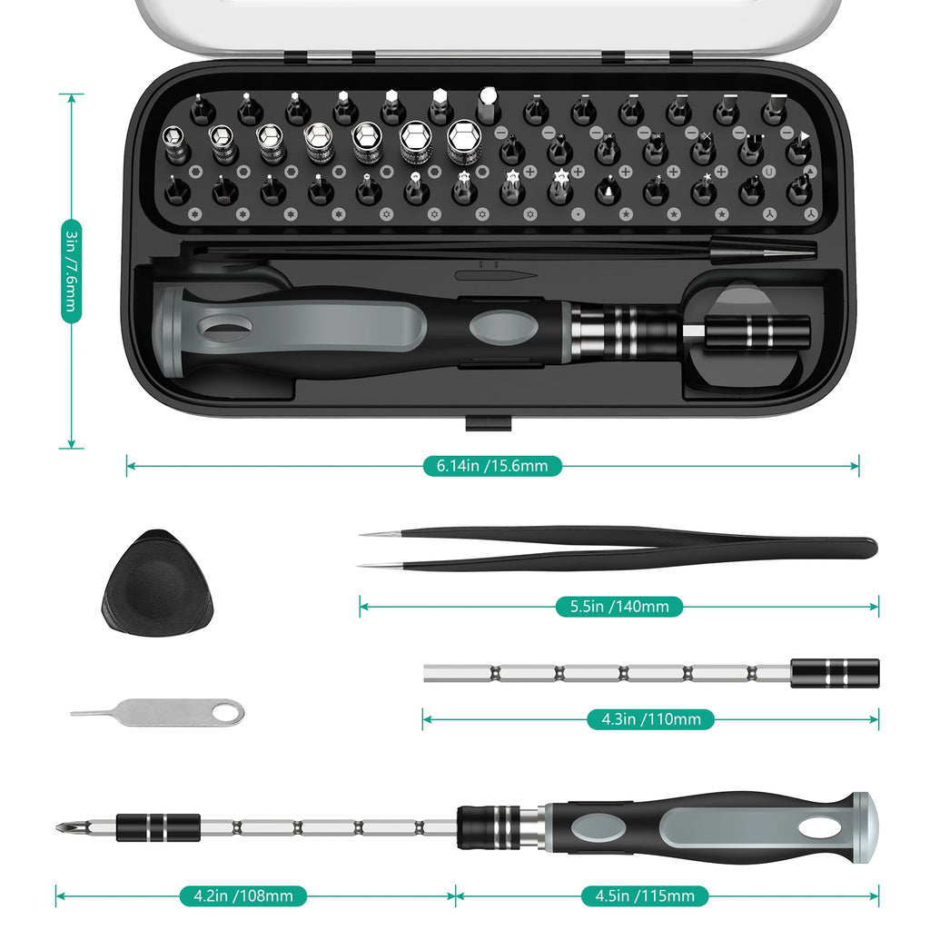 48-in-1 Magnetic Precision Screwdriver Set with 41 Bits & Pry Tools for Electronics Repair