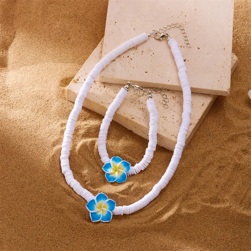 CowLost | bohemian-big-flower-necklace-for-women-red-yellow-green-flowers-braided-necklace-girls-beach-party-wedding-charm-jewelry |10