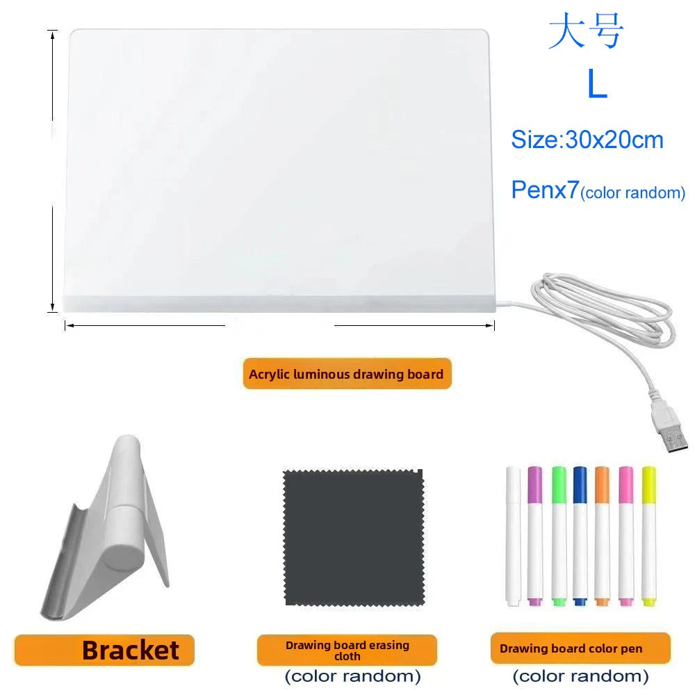 DIY LED Acrylic Drawing Board with Color Pens and Night Light