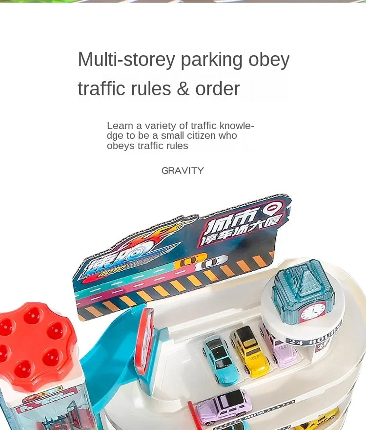 Dinosaur Electric Rail Car Racing Toy Interactive Mechanical Parking Lot for Children