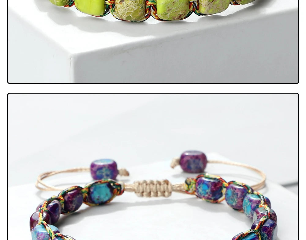 CowLost | badge-pass-holders-handmade-bohemian-imperial-stone-beaded-bracelet |15