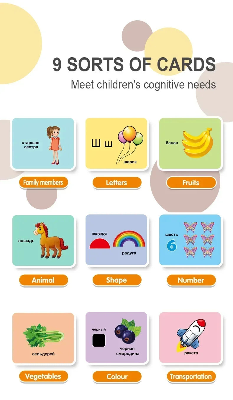 Children's Early Education Russia Giraffe Card Reader 60 Cards 120 Learning Content Russian Alphabet Toy