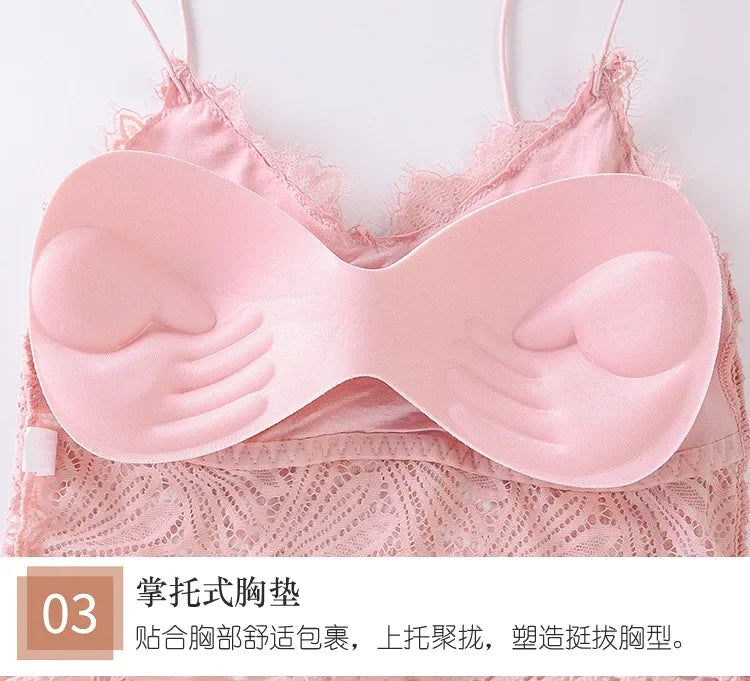 CowLost | product_id-wireless-floral-lace-push-up-bra-with-removable-pads-solid-bralette-for-women |15