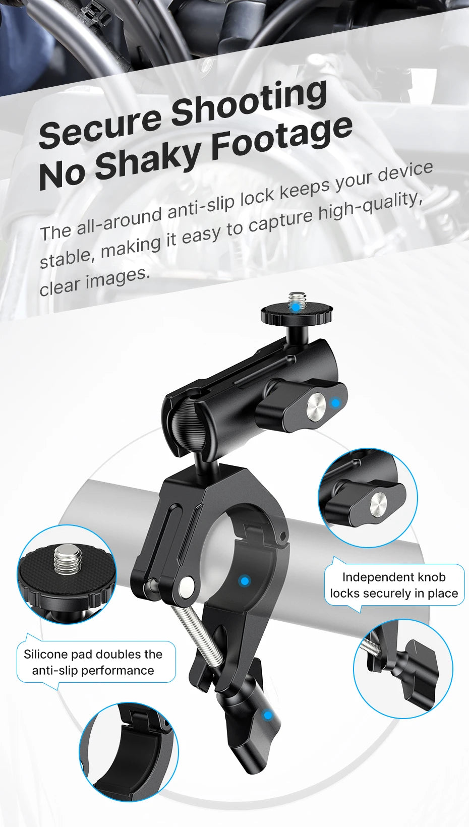 CowLost | ulanzi-cm025-action-camera-mount-for-go-pro-11-10-9-8-7-6-insta360-bicycle-motorcycle-handlebar-mount |9