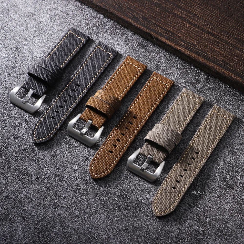 CowLost | high-quality-nylon-canvas-cowhide-strap-watchband-for-panerai-retro-denim-bracelet-20mm-22mm-24mm-men-women-watch-accessories-1 |2