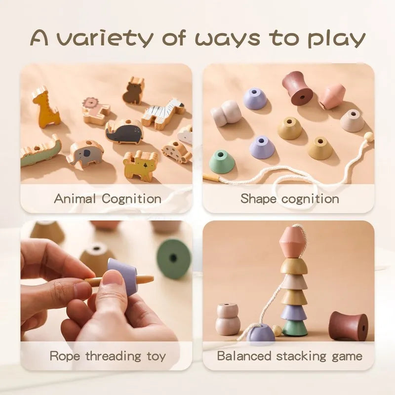 CowLost | baby-transport-accessories-baby-animal-montessori-threading-wooden-educational-toys-blocks |10