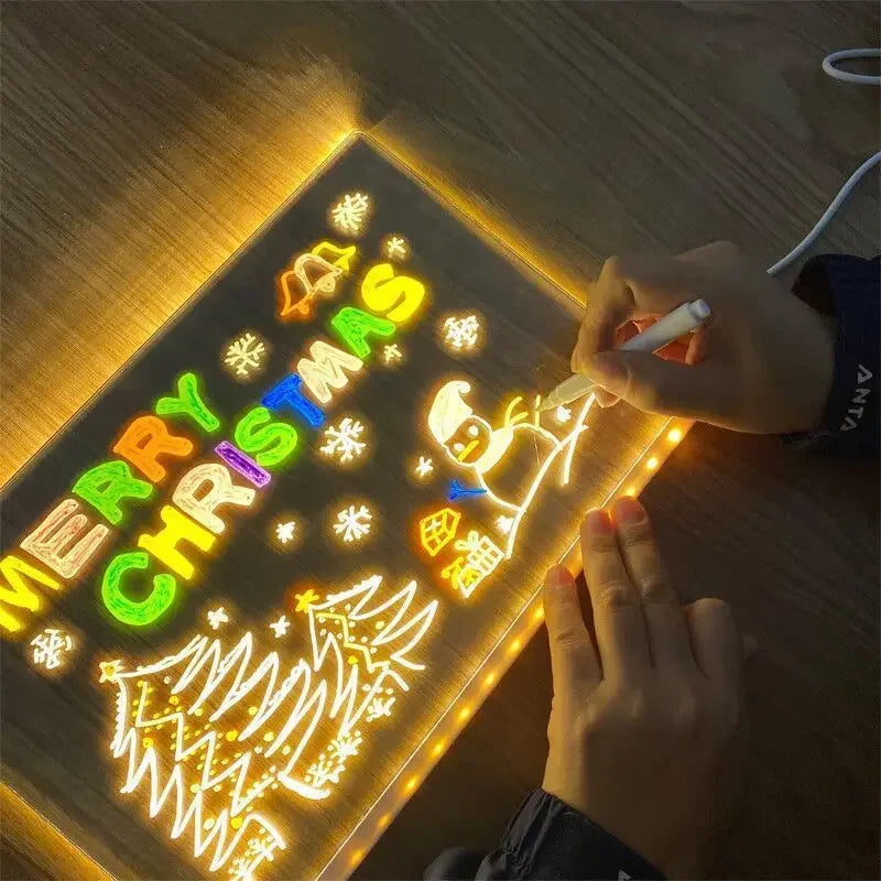 DIY LED Acrylic Drawing Board with Color Pens and Night Light