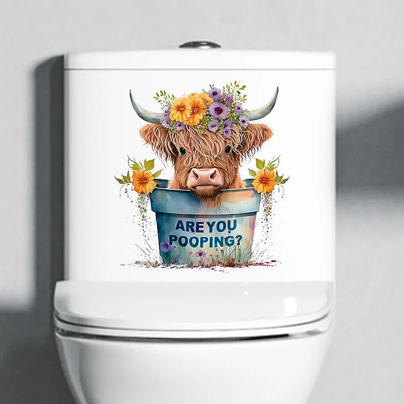 1pc Creative 3D Cracked Animal Dog Toilet Sticker