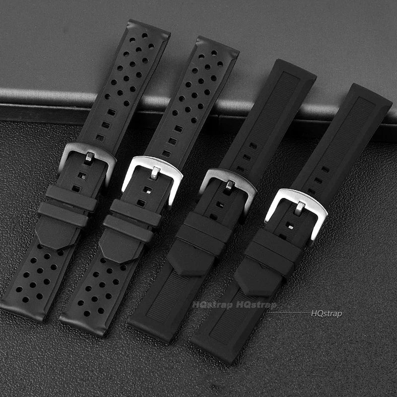 CowLost | black-silicone-wristband-for-tag-heuer-for-racing-f1-waz2113-waterproof-bracelet-22mm-diving-watchband-breathable-replacement |4