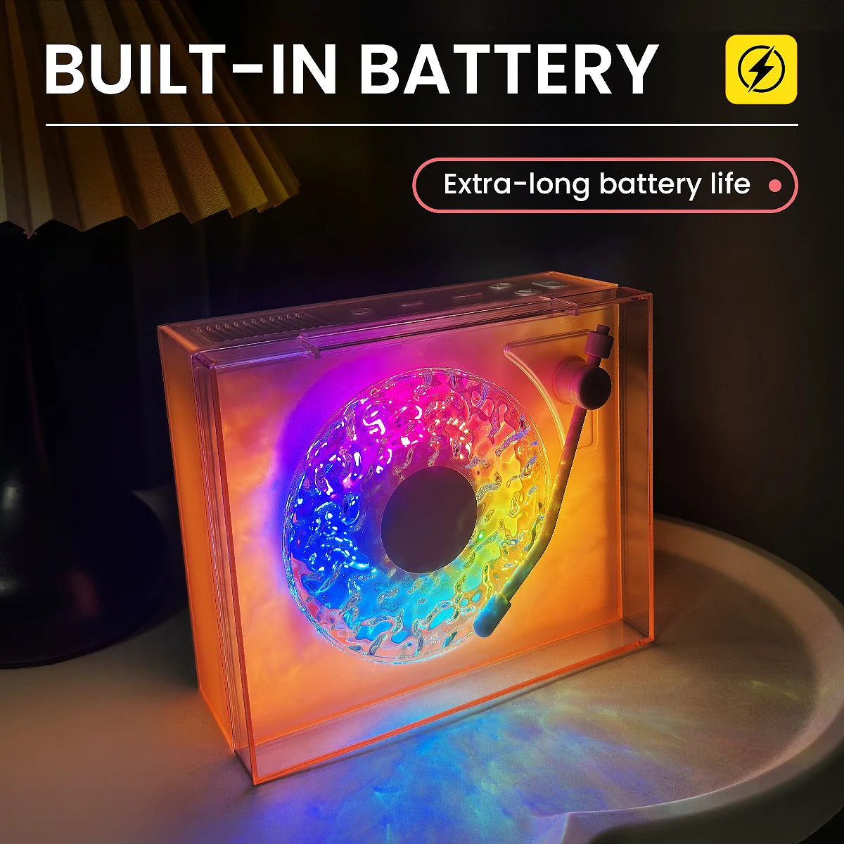 Water Ripple Bluetooth Speaker with Night Light and Three Playback Modes for Bedroom