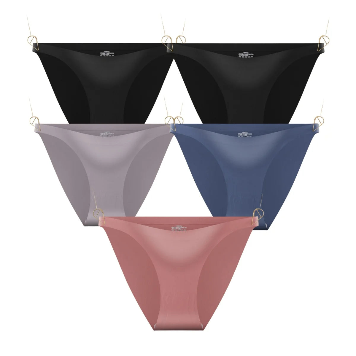 CowLost | product_id-5pcs-womens-seamless-low-waist-ultra-thin-ice-silk-briefs-solid-colors |8