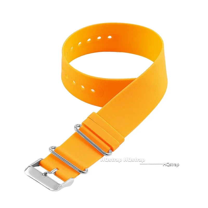 18mm-22mm Soft Silicone Waterproof One-Piece Watch Strap Black Blue Grey Universal