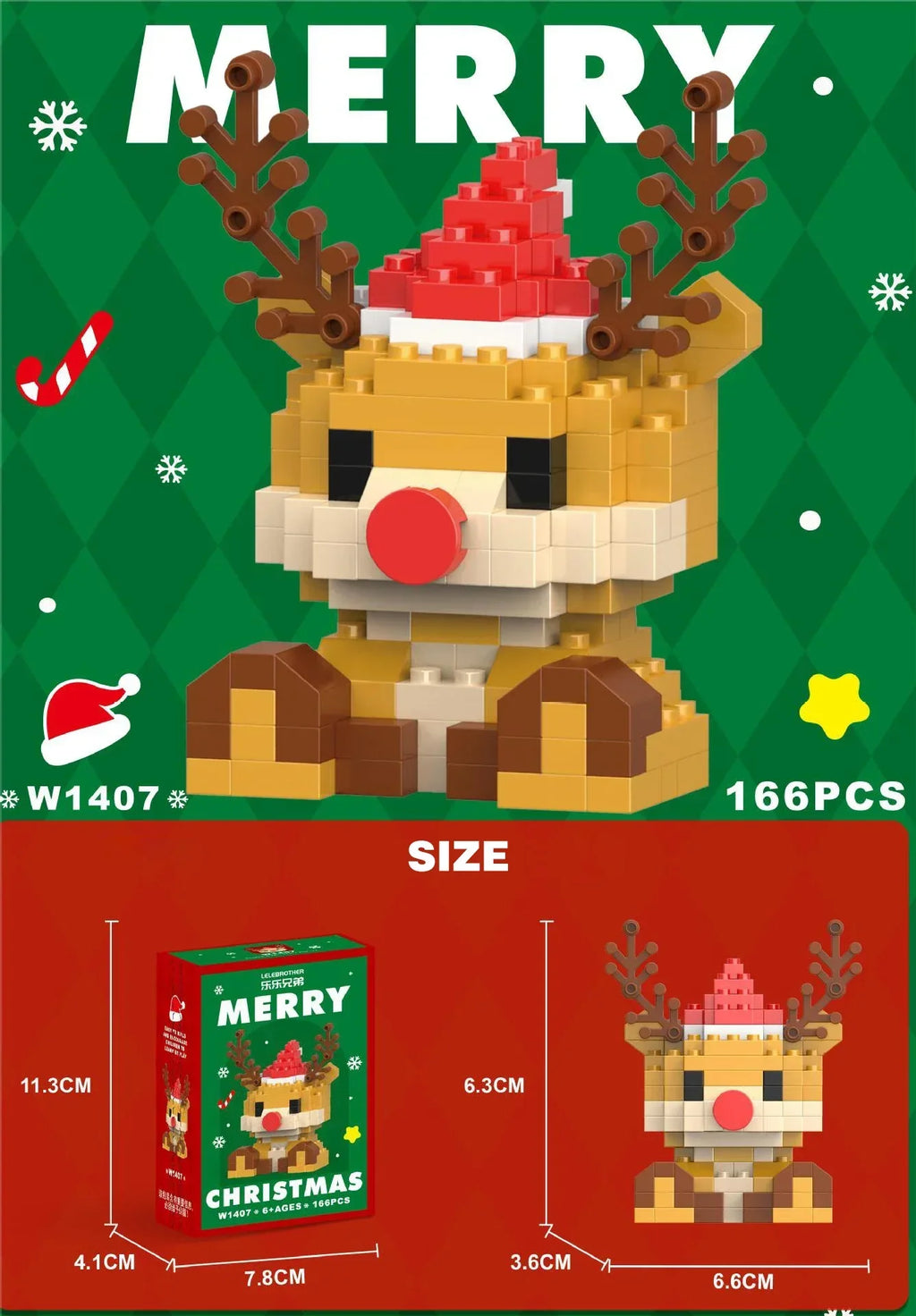 Christmas Micro Building Block Set Santa Claus Reindeer Puzzle Toy for Kids