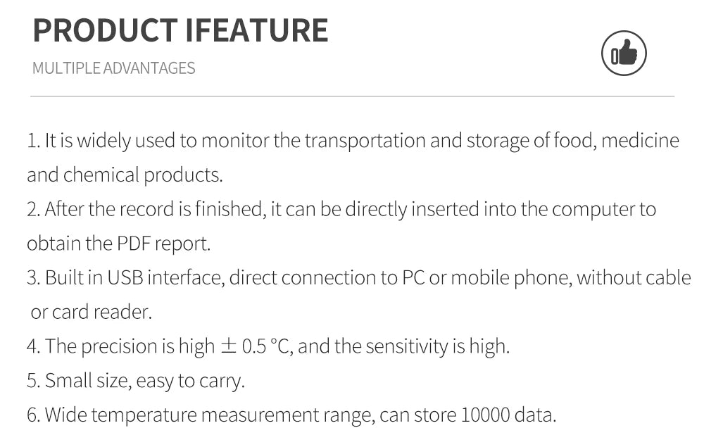 10PCS USB TempU05 Temperature Logger 60/90 Days Disposable PDF Report Cold-Chain Monitor