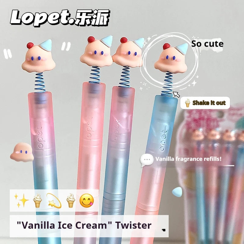 CowLost | product_id-4pcs-lopet-kwaii-cute-twist-gel-pens-color-changing-watermelon-vanilla-cream-quick-dry-black-ink-stationery-gift |1