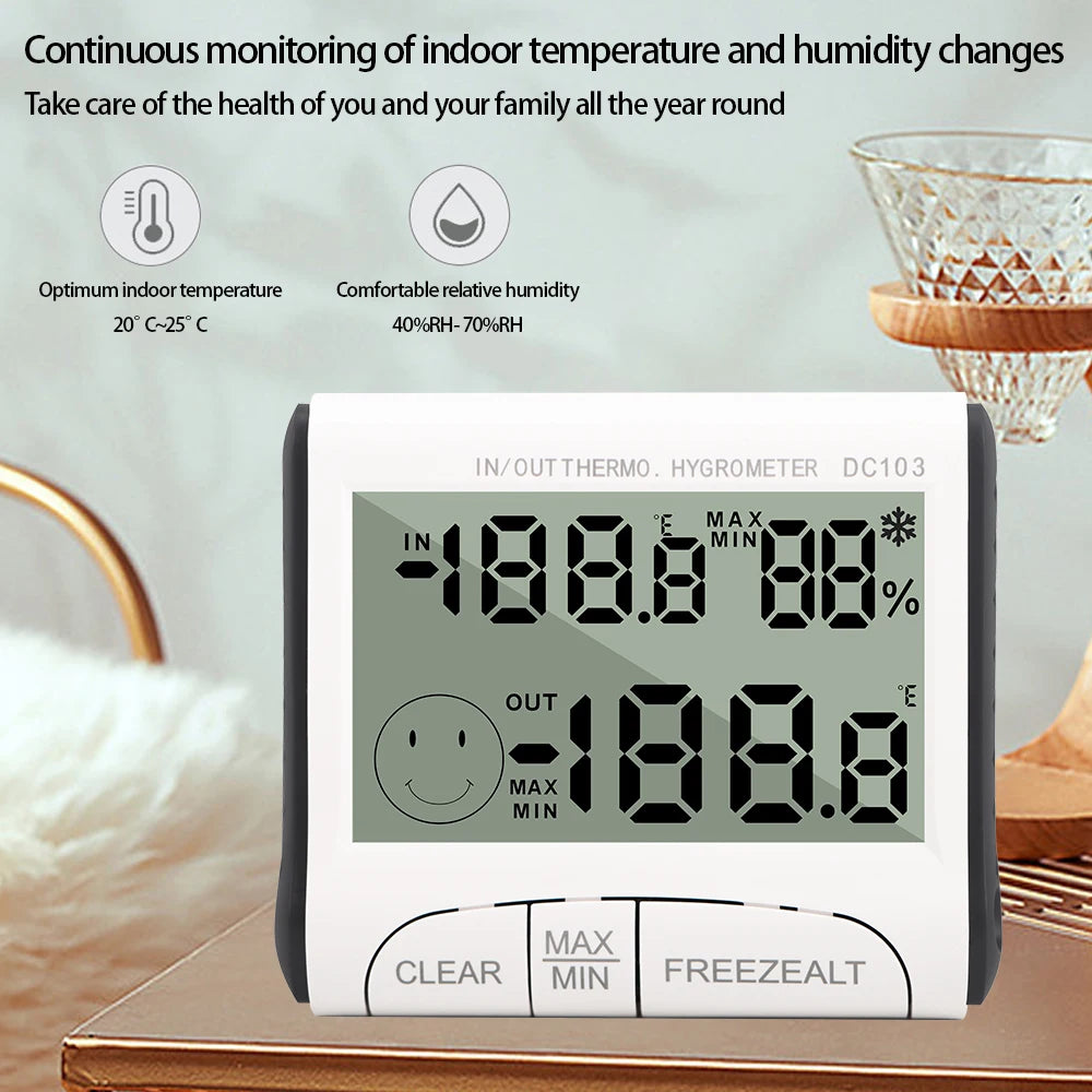 DC103 Digital Temperature Humidity Meter LCD Thermometer Hygrometer with Sensor