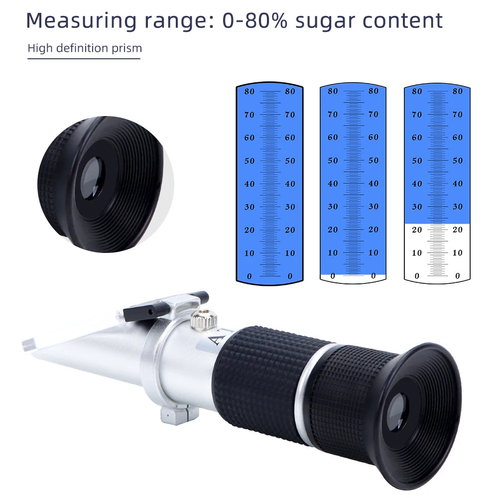 0-80% Brix Honey Refractometer Handheld Sugar Concentration Tester for Fruit Juice