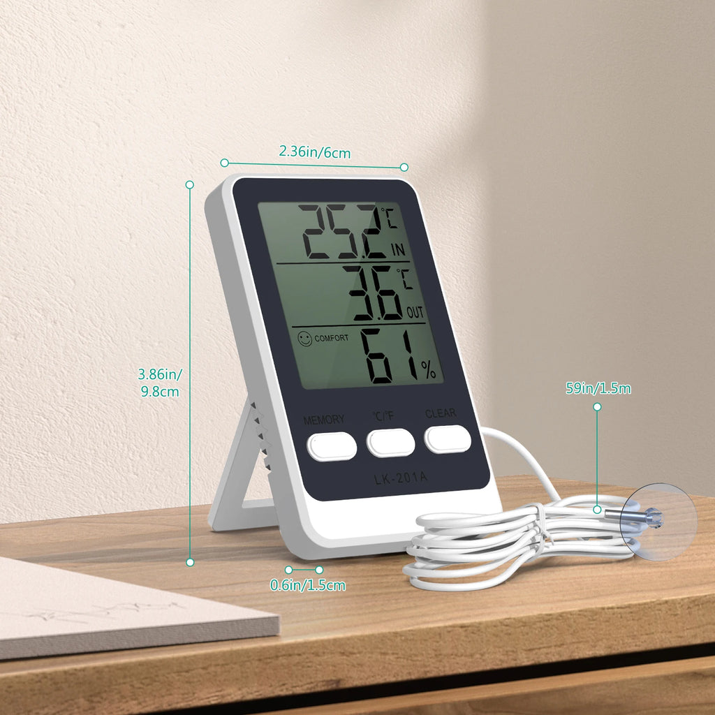 ORIA Digital Refrigerator Thermometer with Probe for Indoor, Outdoor, Aquarium, and Fish Tank Temperature Monitoring