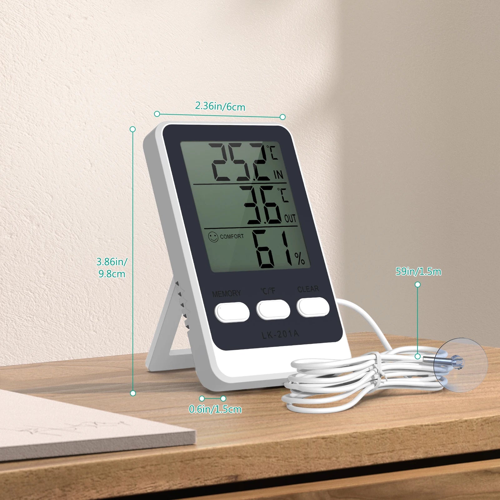 ORIA Digital Refrigerator Thermometer with Probe for Indoor, Outdoor, Aquarium, and Fish Tank Temperature Monitoring